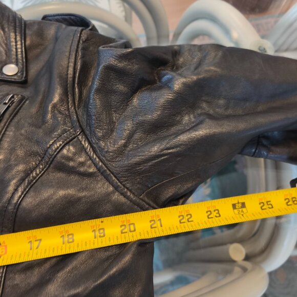 Derringer 100% Lambskin Leather Vented Moto Jacket sz L Black Silver Biker - Picture 14 of 14